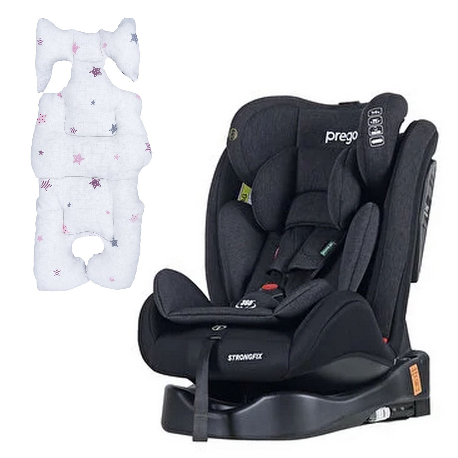 Prego StrongFix Oto Koltuğu-Müslin Oto Koltuk Minderi Füme-Beyaz Pembe