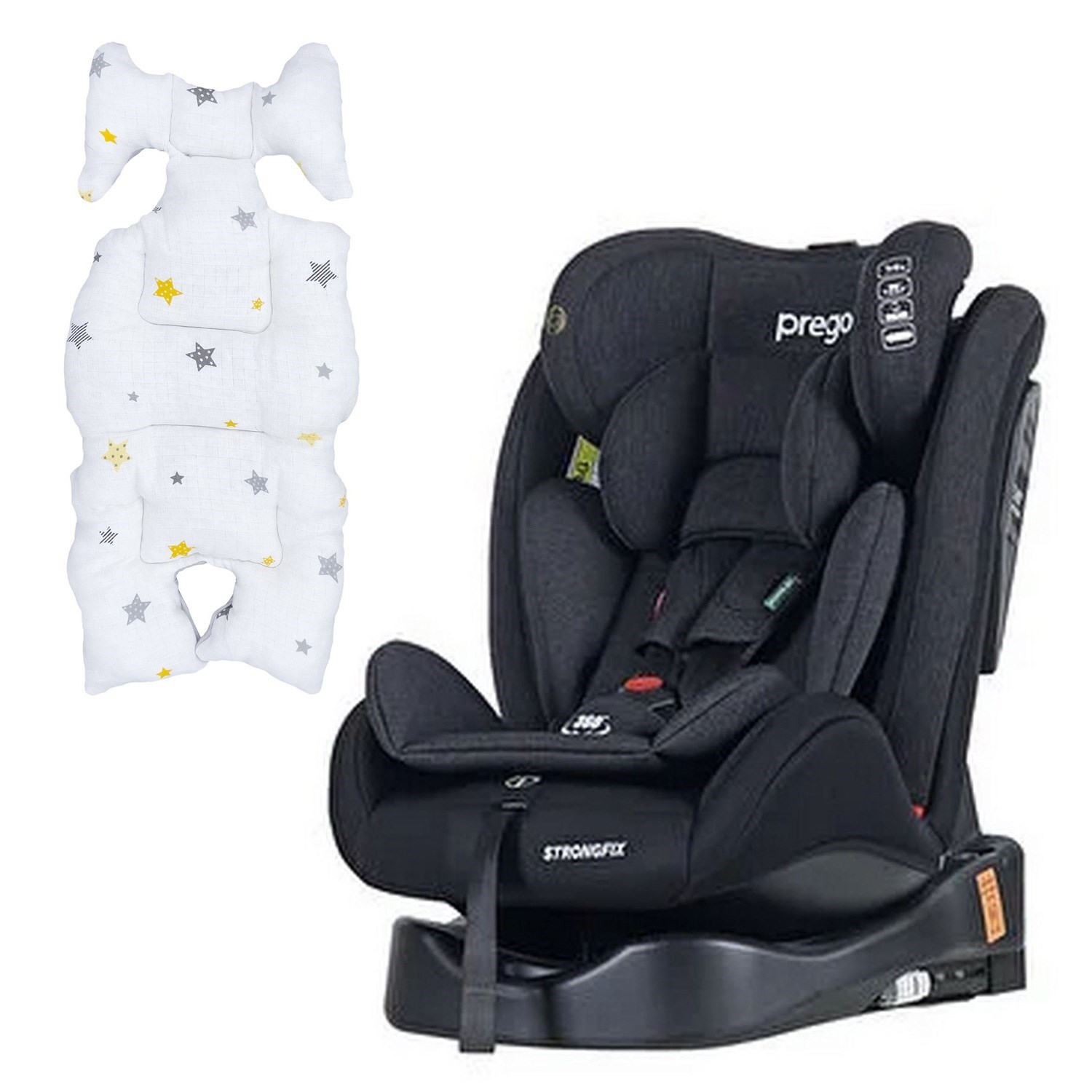 Prego StrongFix Oto Koltuğu-Müslin Oto Koltuk Minderi Füme-Beyaz Sarı