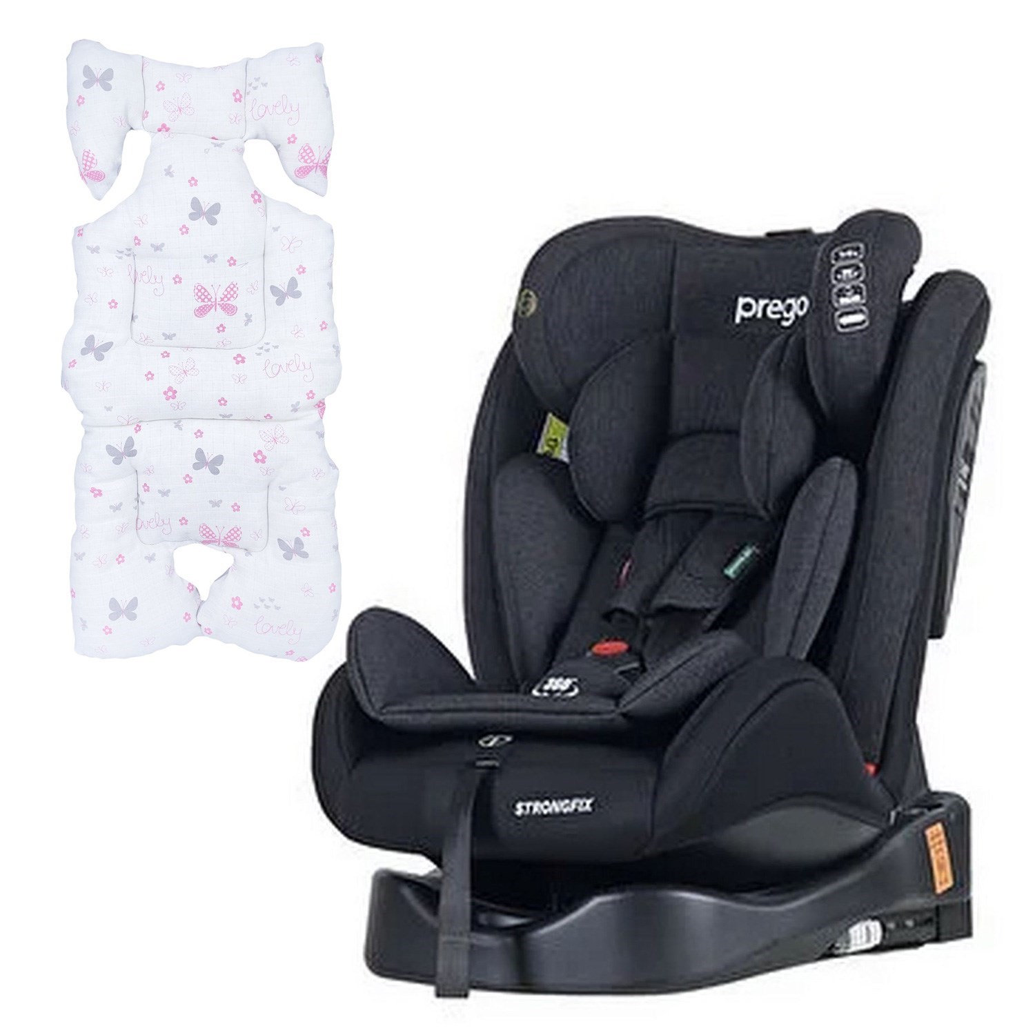 Prego StrongFix Oto Koltuğu-Müslin Oto Koltuk Minderi Füme-Pembe Gri