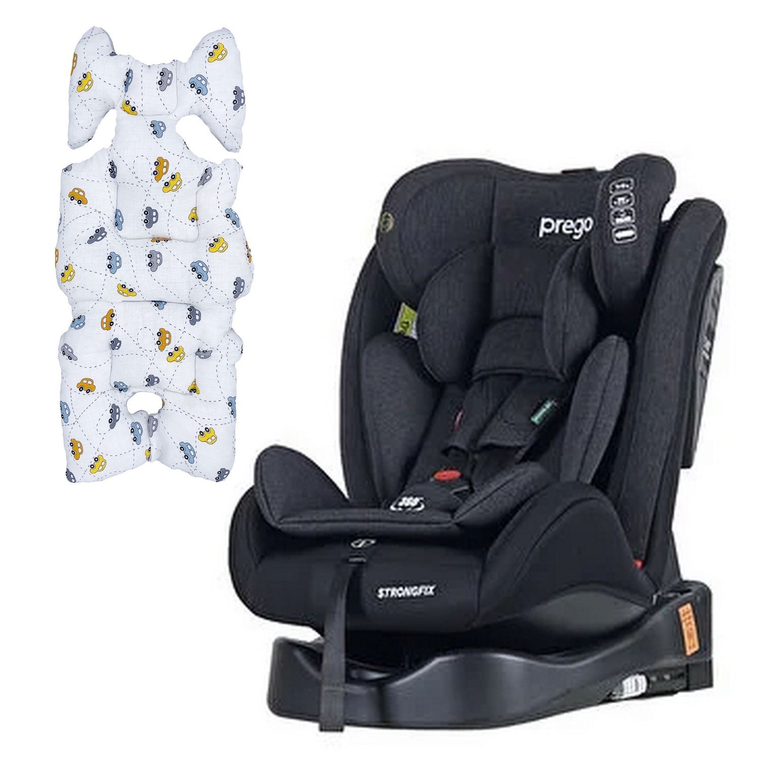 Prego StrongFix Oto Koltuğu-Müslin Oto Koltuk Minderi Füme-Sarı Gri