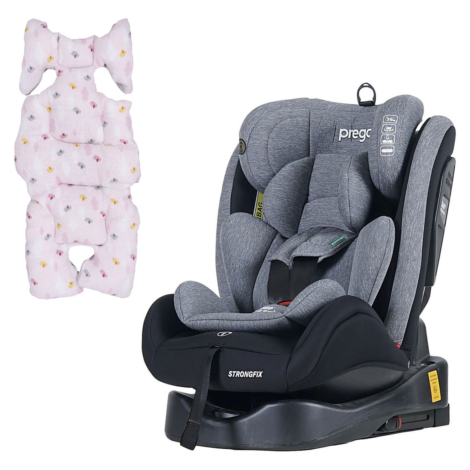 Prego StrongFix Oto Koltuğu-Müslin Oto Koltuk Minderi Gri-Pembe