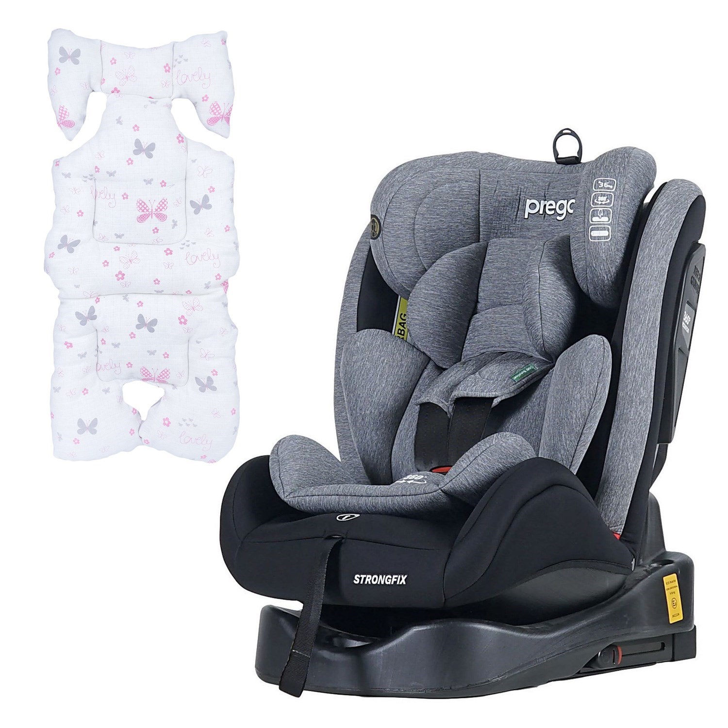 Prego StrongFix Oto Koltuğu-Müslin Oto Koltuk Minderi Gri-Pembe Gri