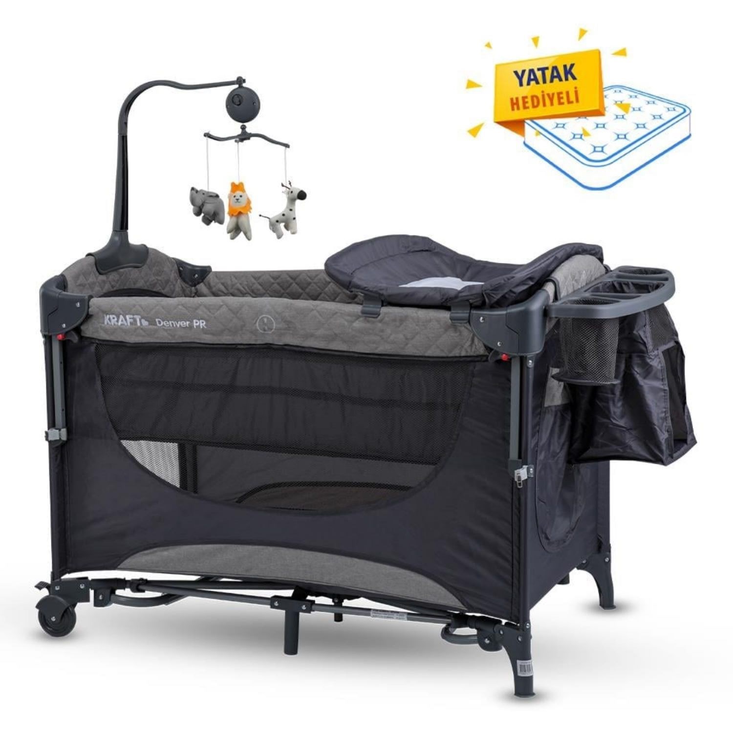 Kraft Denver Anne Yanı Oyun Parkı 63x105 Cm Grey