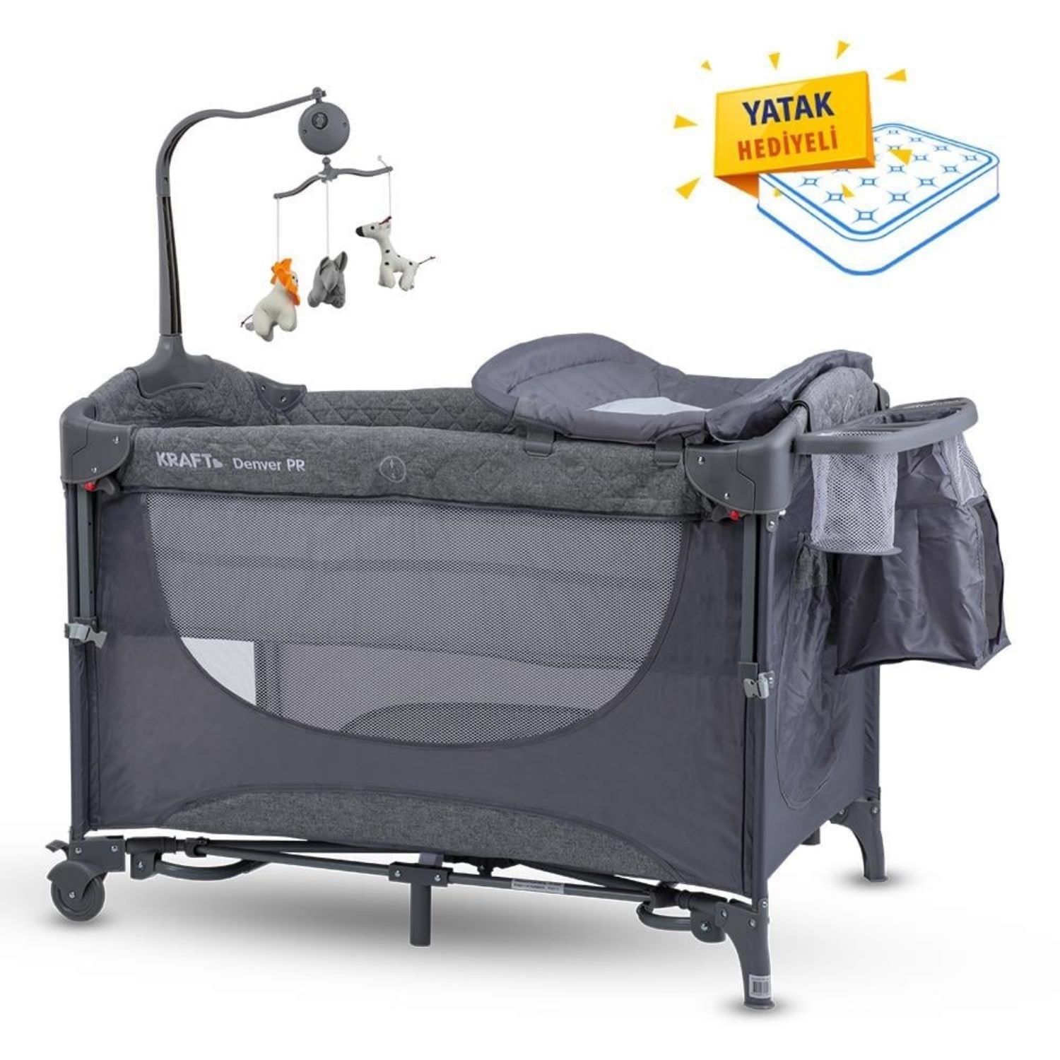 Kraft Denver Anne Yanı Oyun Parkı 63x105 Cm Light Grey