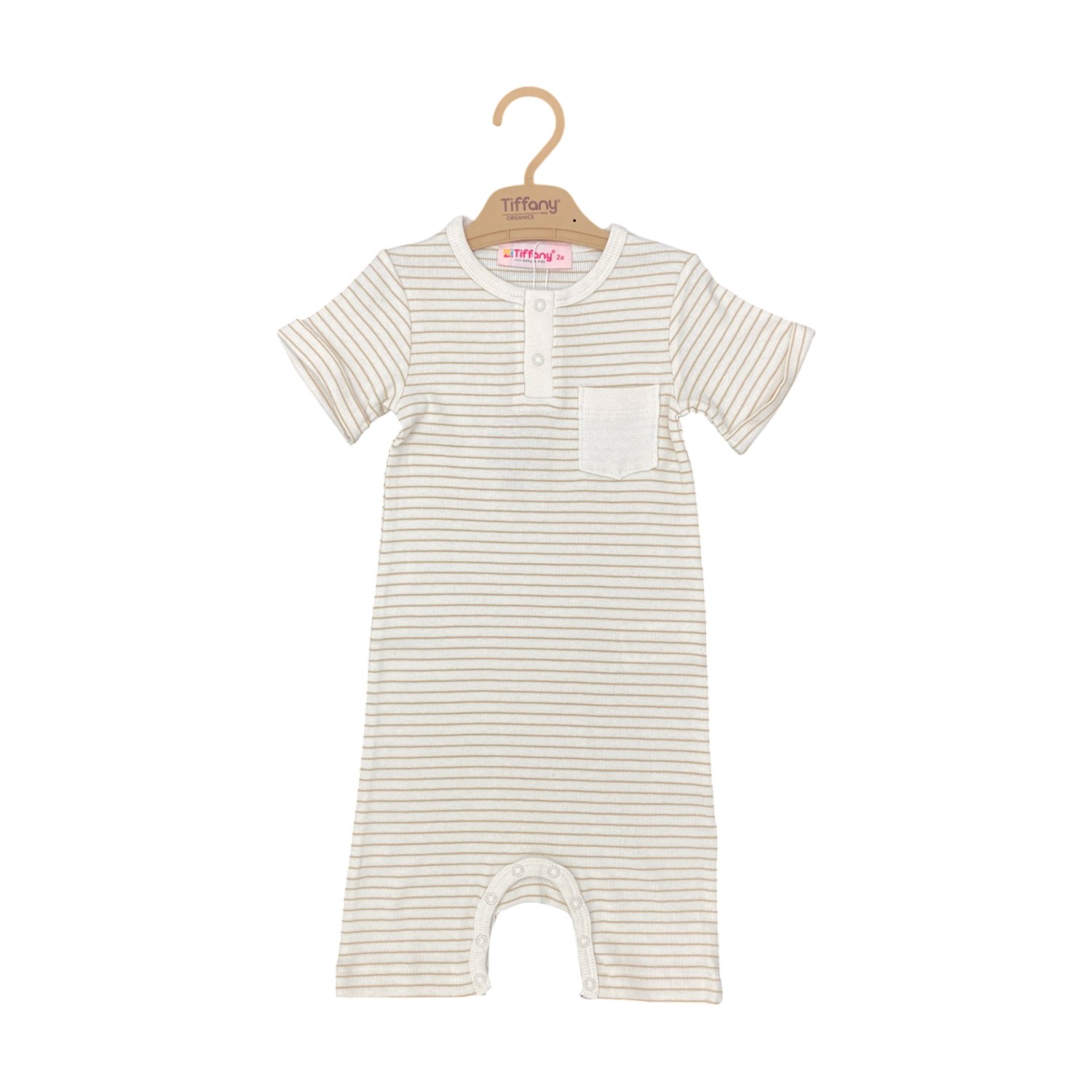Tiffany Baby Organik Theme Yarım Kol Paçalı Rompy 88008 Bej