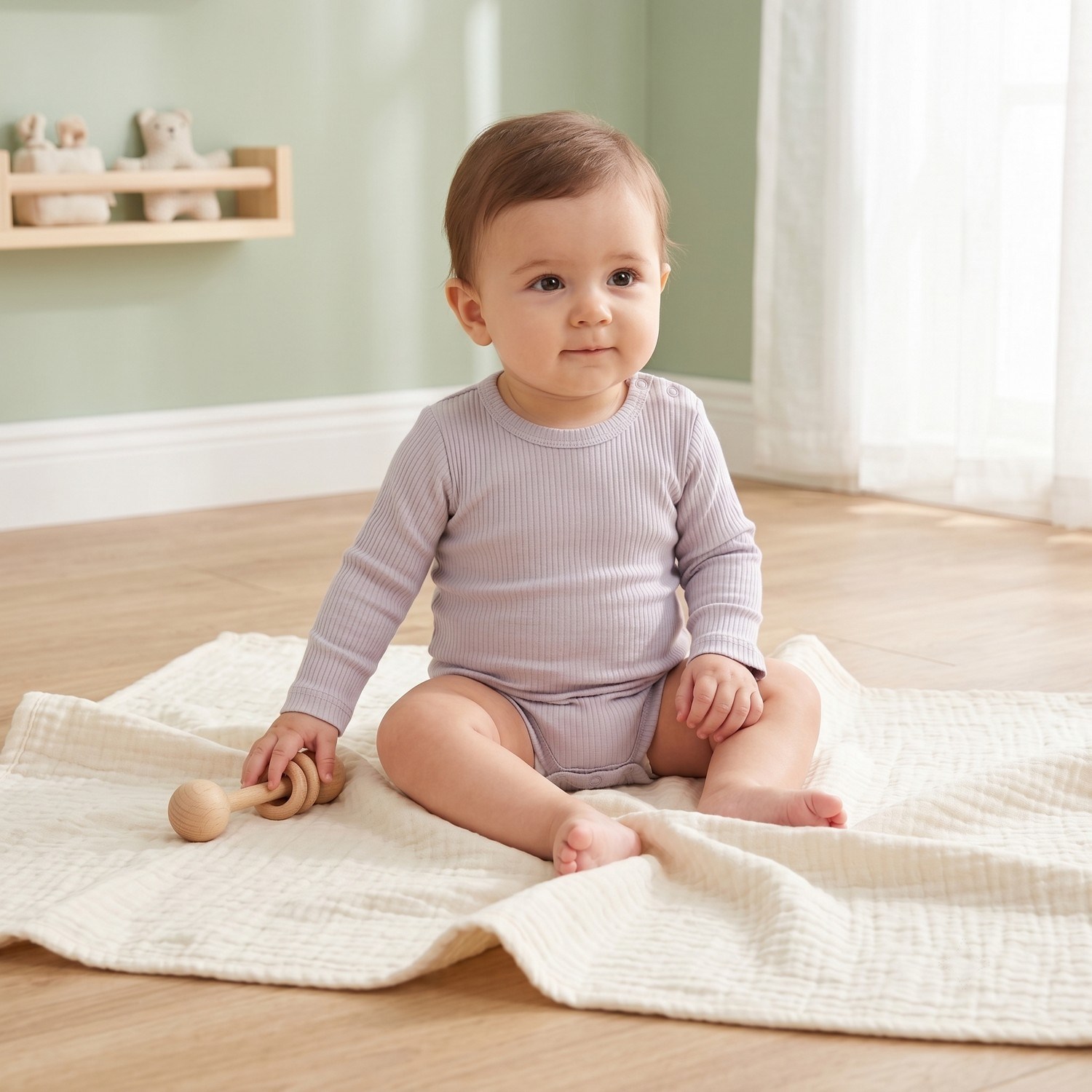 Tiffany Baby Organik Theme Uzun Kol Çıtçıtlı Body 88011