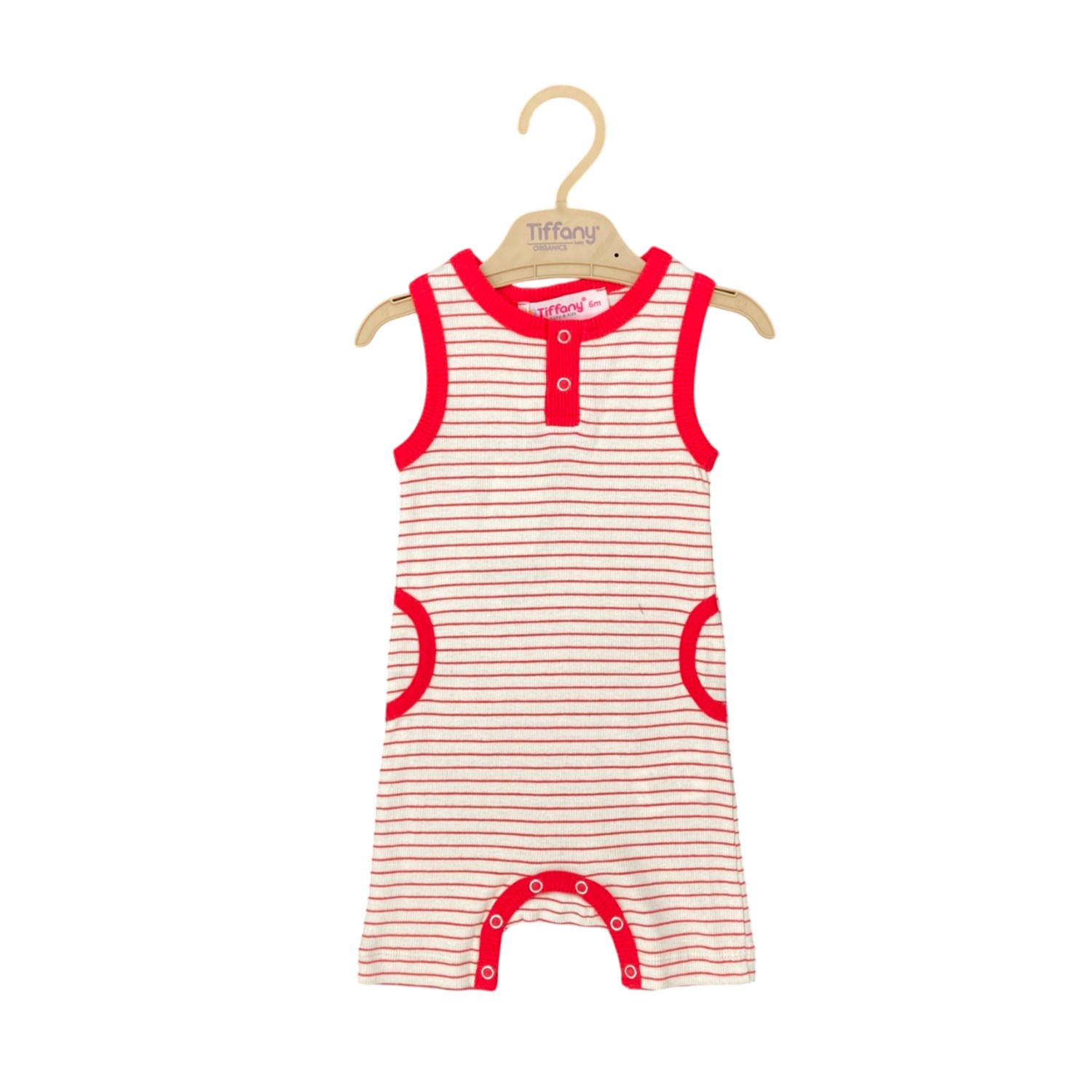 Tiffany Baby Organik Theme Askılı Cepli Rompy 88021 Kırmızı