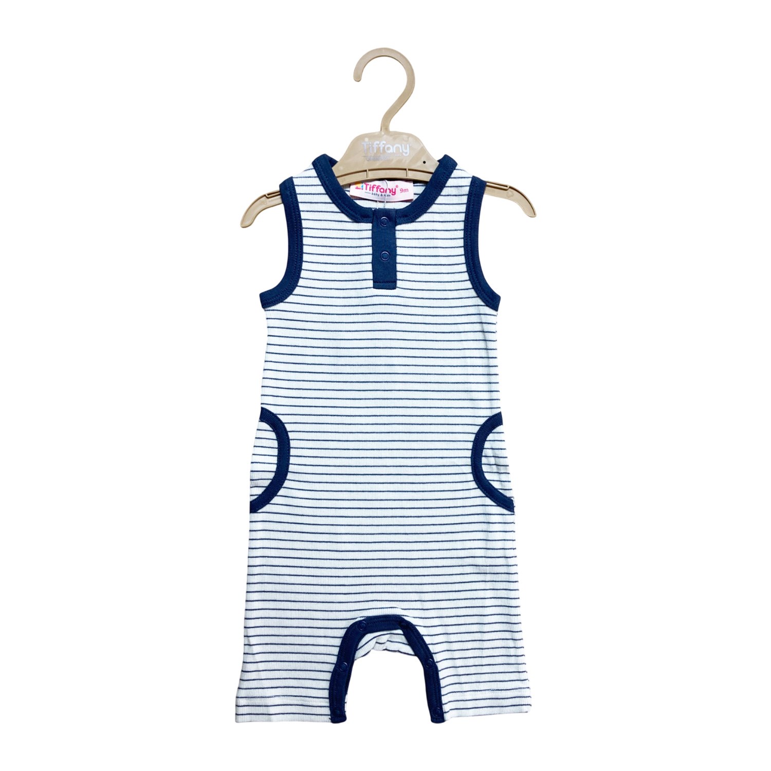 Tiffany Baby Organik Theme Askılı Cepli Rompy 88021 Lacivert
