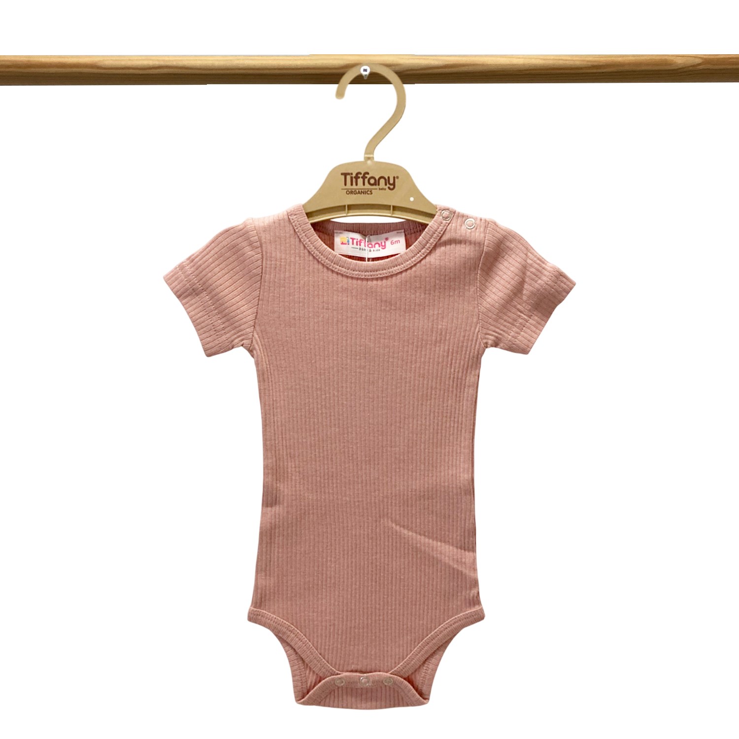 Tiffany Baby Organik Theme Kısa Kol Çıtçıtlı Body 89008 Pembe