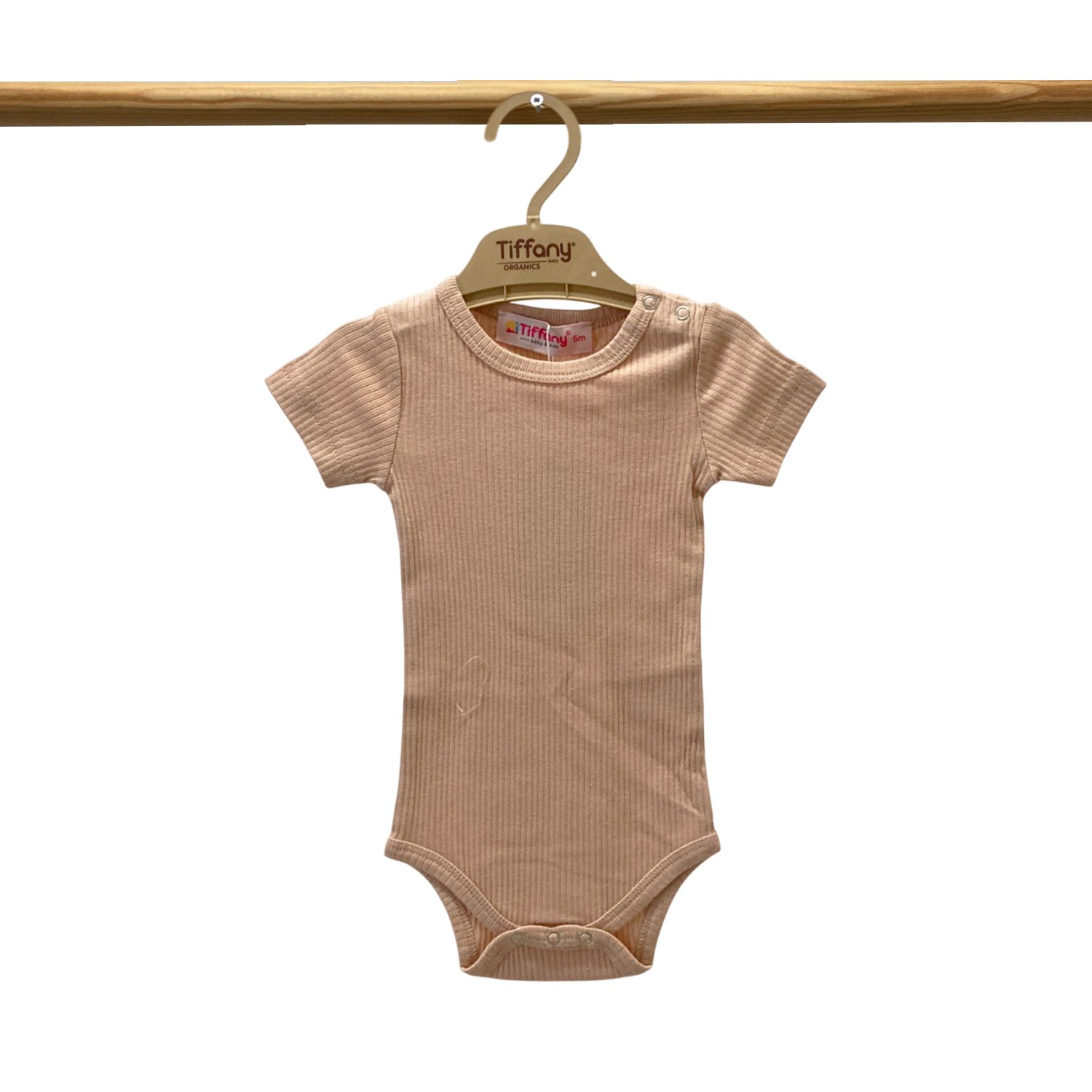 Tiffany Baby Organik Theme Kısa Kol Çıtçıtlı Body 89008 Şeftali
