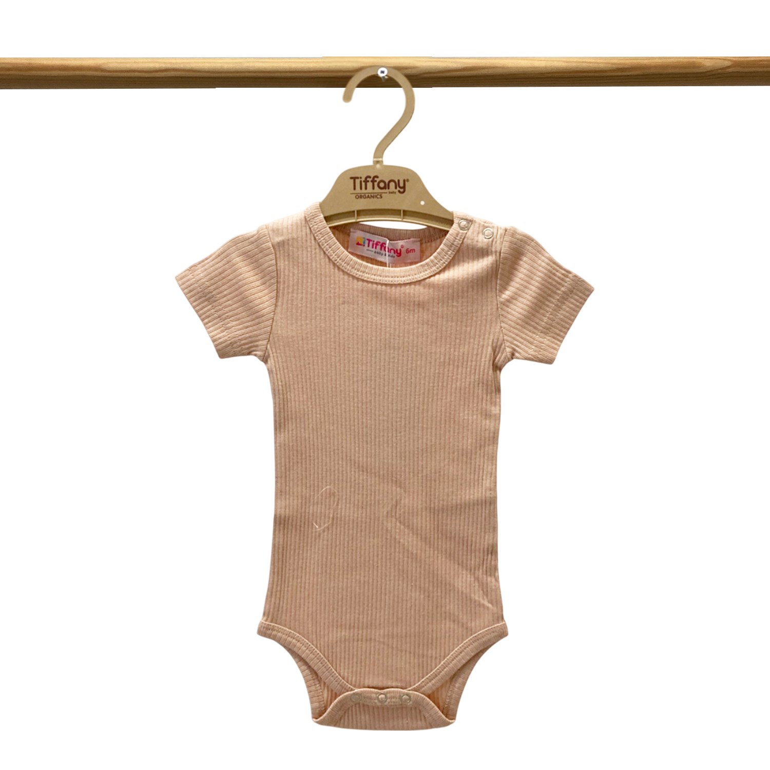 Tiffany Baby Organik Theme Kısa Kol Çıtçıtlı Body 89008 Somon