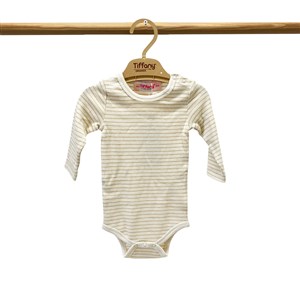 Tiffany Baby Organik Theme Uzun Kol Çizgili Body 89011 Bej