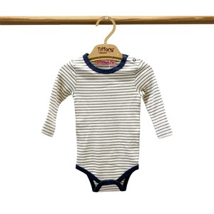 Tiffany Baby Organik Theme Uzun Kol Çizgili Body 89011 Saks
