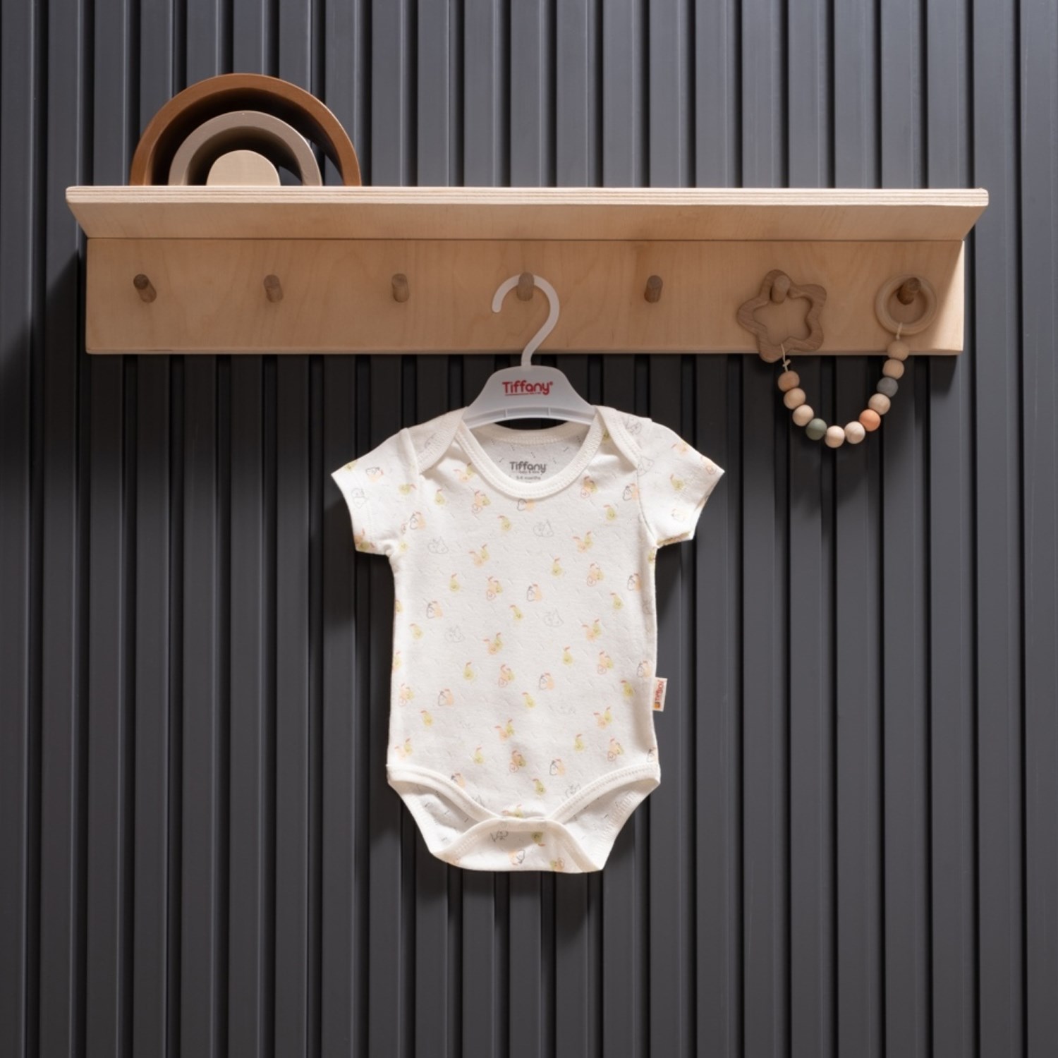 Tiffany Baby Pear Jakarlı Theme Yarım Kol Body 40008 Ekru