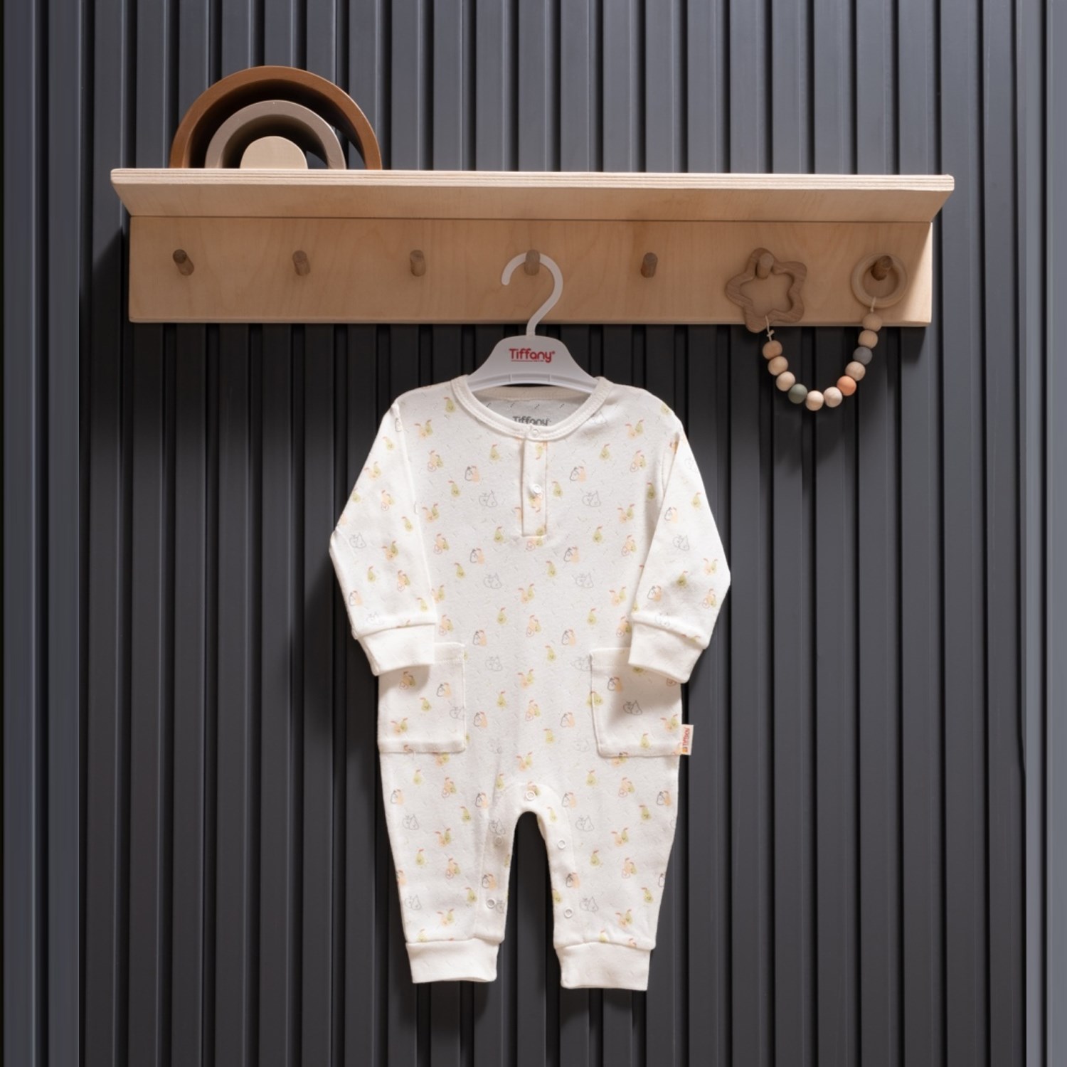 Tiffany Baby Pear Jakarlı Theme Patikli Tulum 40040 Ekru