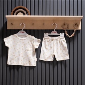 Tiffany Baby Pear Jakarlı Theme Şortlu Takım 40104 Ekru