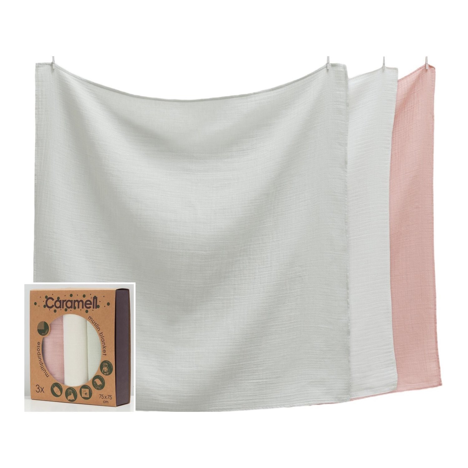 Caramell Basic Müslin Bebek Battaniye 75x75 Cm 2152 Gül Kurusu