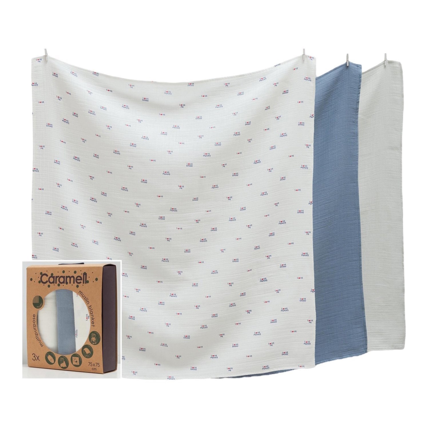 Caramell Basic Müslin Bebek Battaniye 75x75 Cm 2152 İndigo