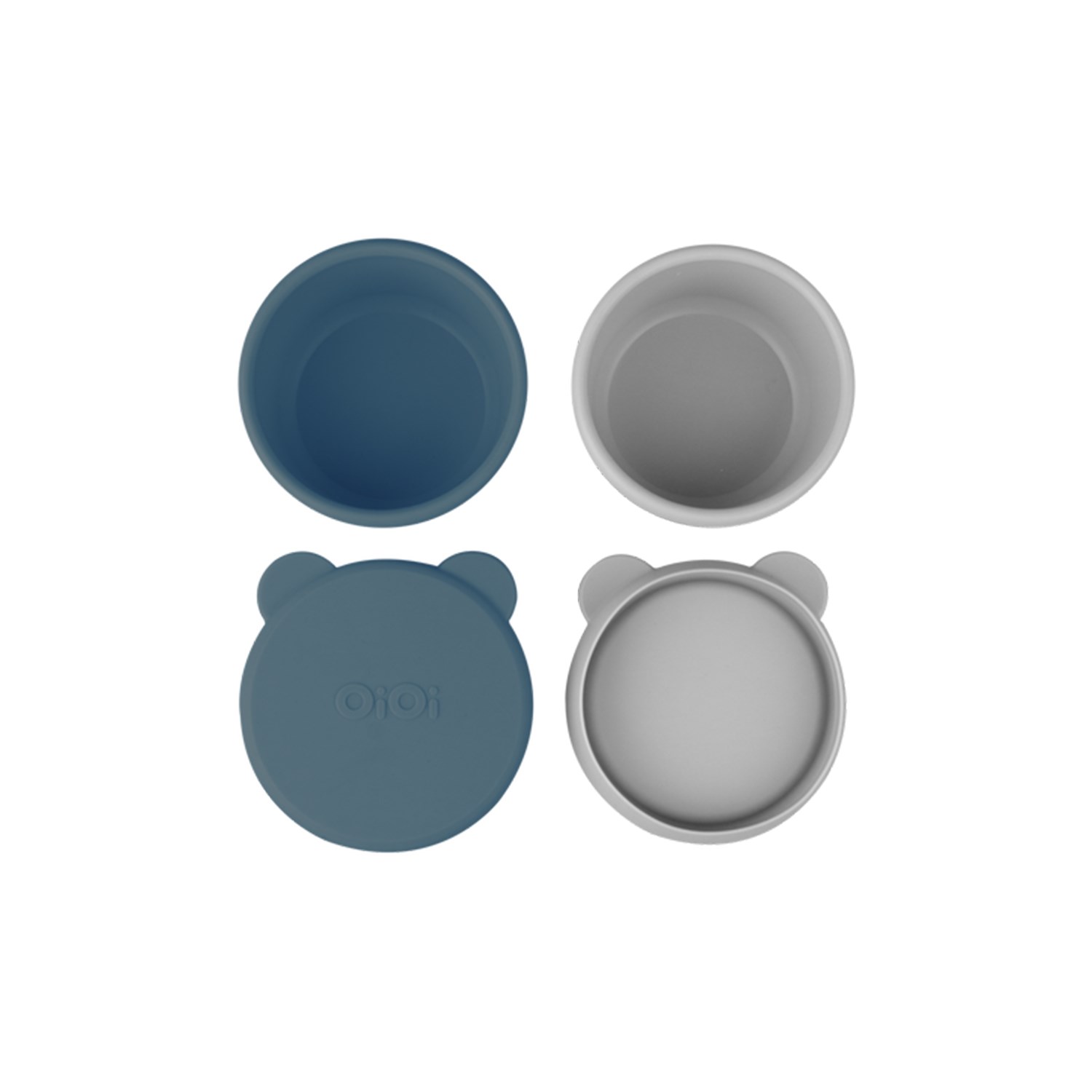 OiOi Silikon Kapaklı Kase 2'li Mini Bites Deep Blue-Powder Grey