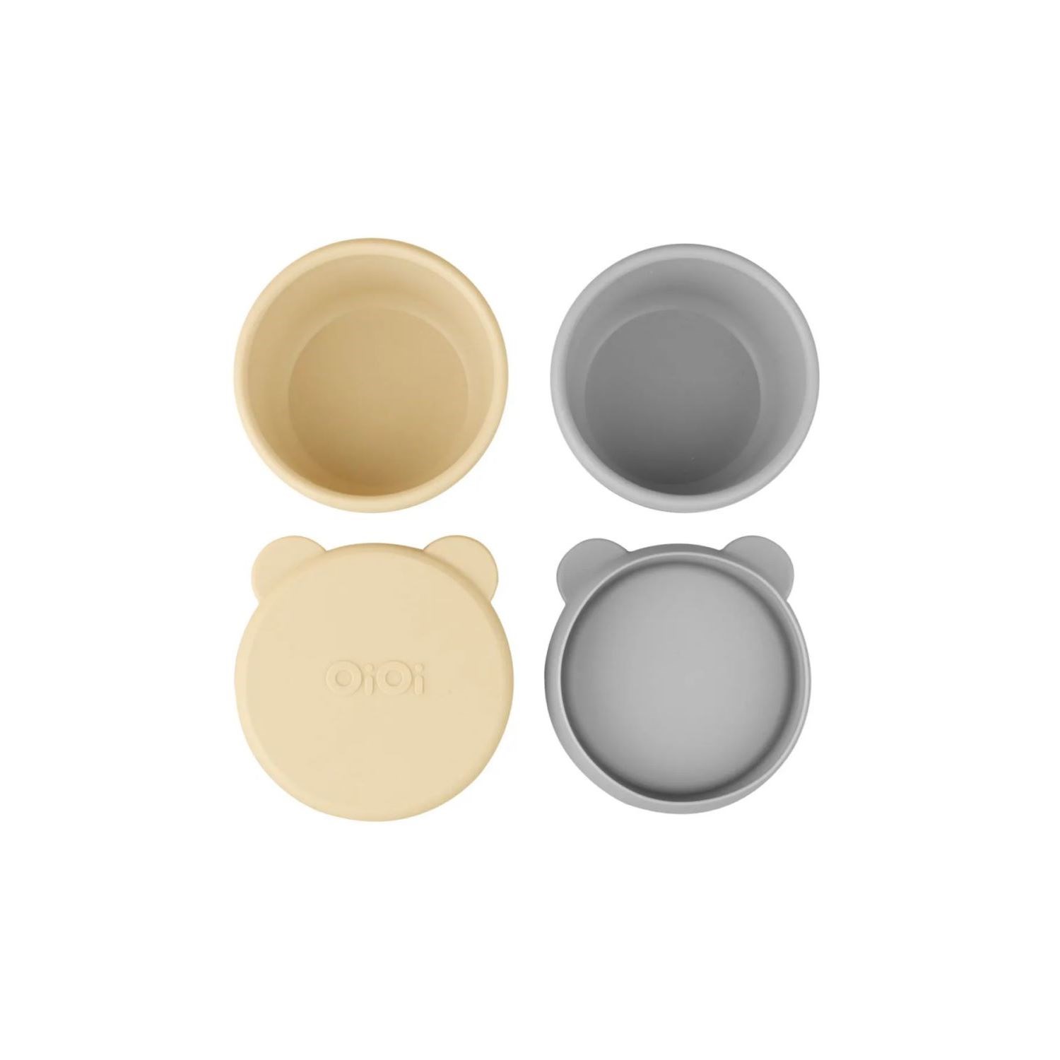 OiOi Silikon Kapaklı Kase 2'li Mini Bites Mellow Yellow - Powder Grey