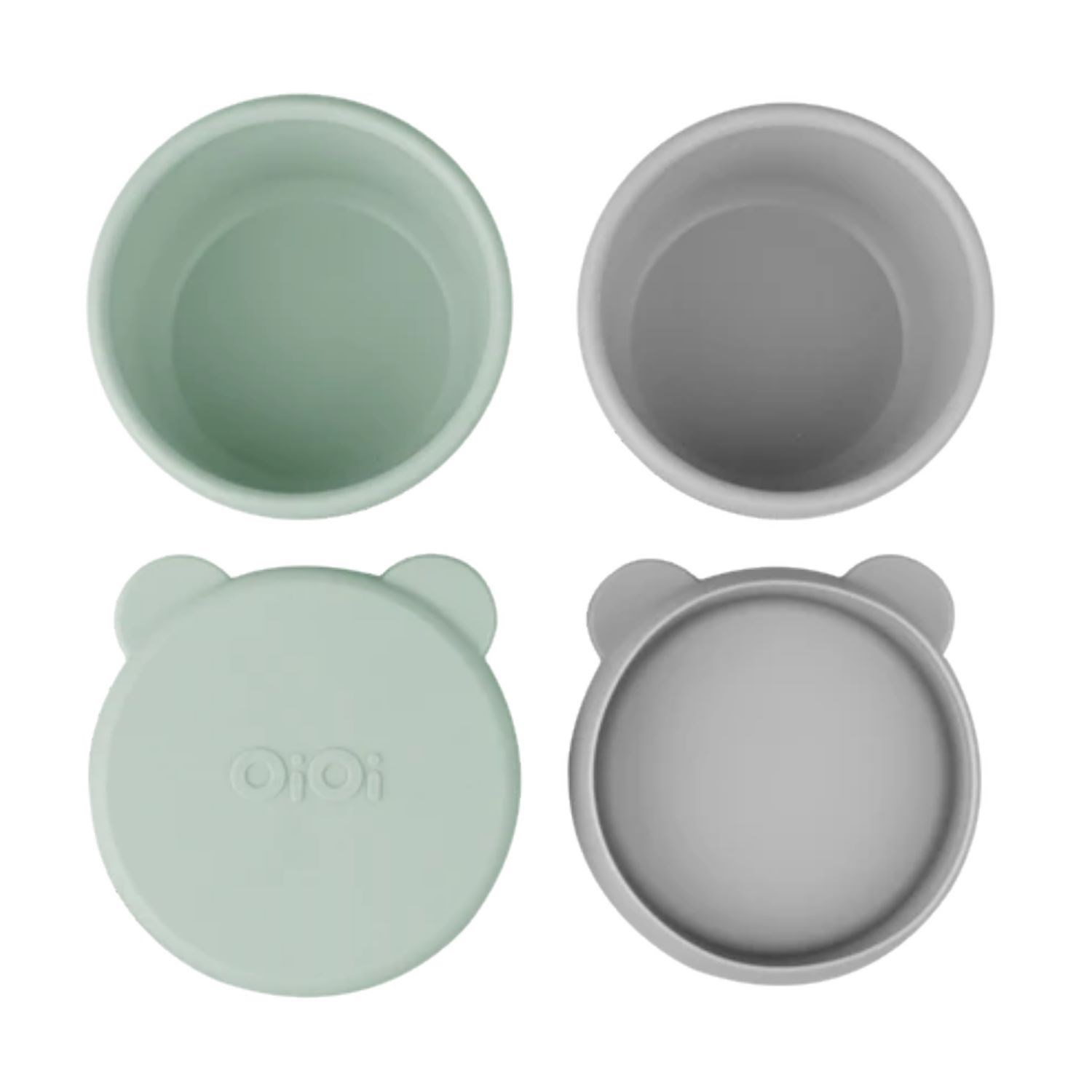 OiOi Silikon Kapaklı Kase 2'li Mini Bites River Green-Powder Grey