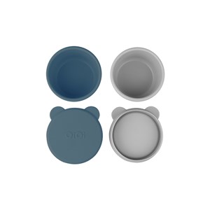 OiOi Silikon Kapaklı Kase 2'li Mini Bites Deep Blue-Powder Grey