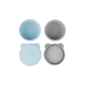 OiOi Silikon Kapaklı Kase 2'li Mini Bites Mineral Blue-Powder Grey