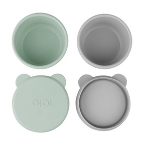 OiOi Silikon Kapaklı Kase 2'li Mini Bites River Green-Powder Grey