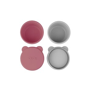 OiOi Silikon Kapaklı Kase 2'li Mini Bites Velvet Rose-Powder Grey