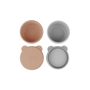 OiOi Silikon Kapaklı Kase 2'li Mini Bites Woody Brown-Powder Grey