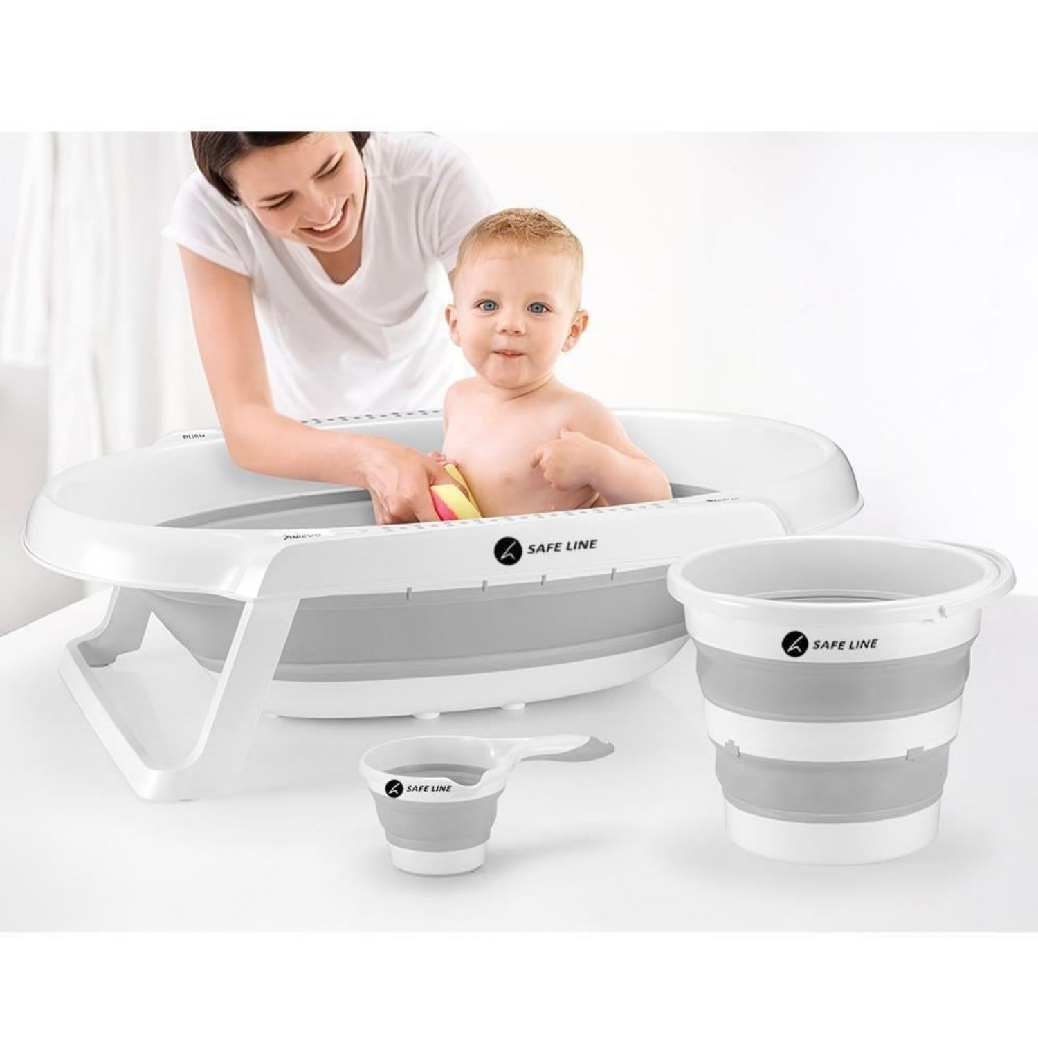 Safe Line Katlanır Bebek Banyo Seti 5'li Beyaz
