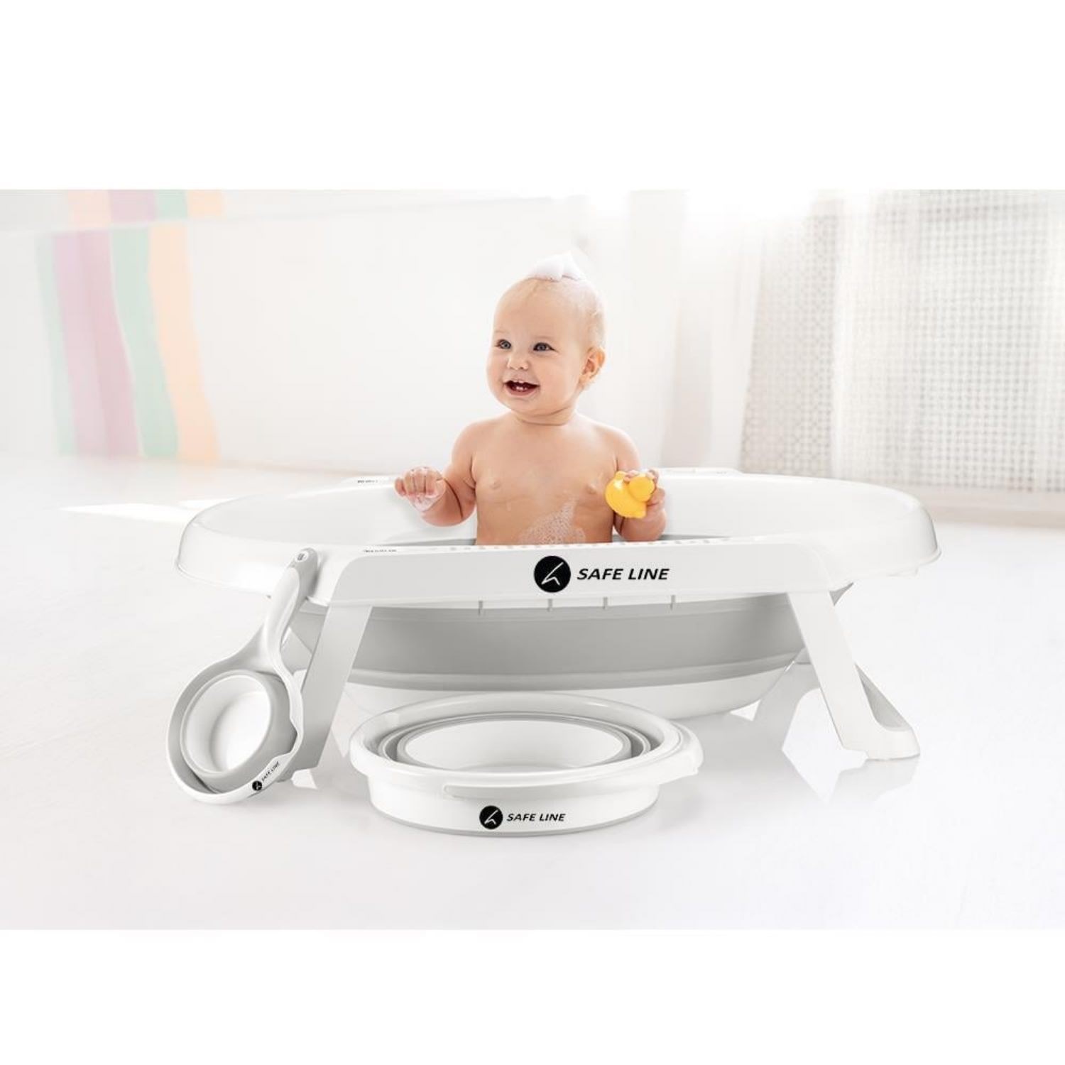 Safe Line Katlanır Bebek Banyo Seti 5'li Beyaz