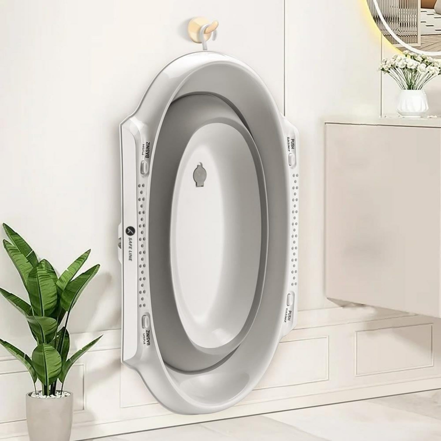 Safe Line Katlanır Bebek Banyo Seti 5'li Beyaz