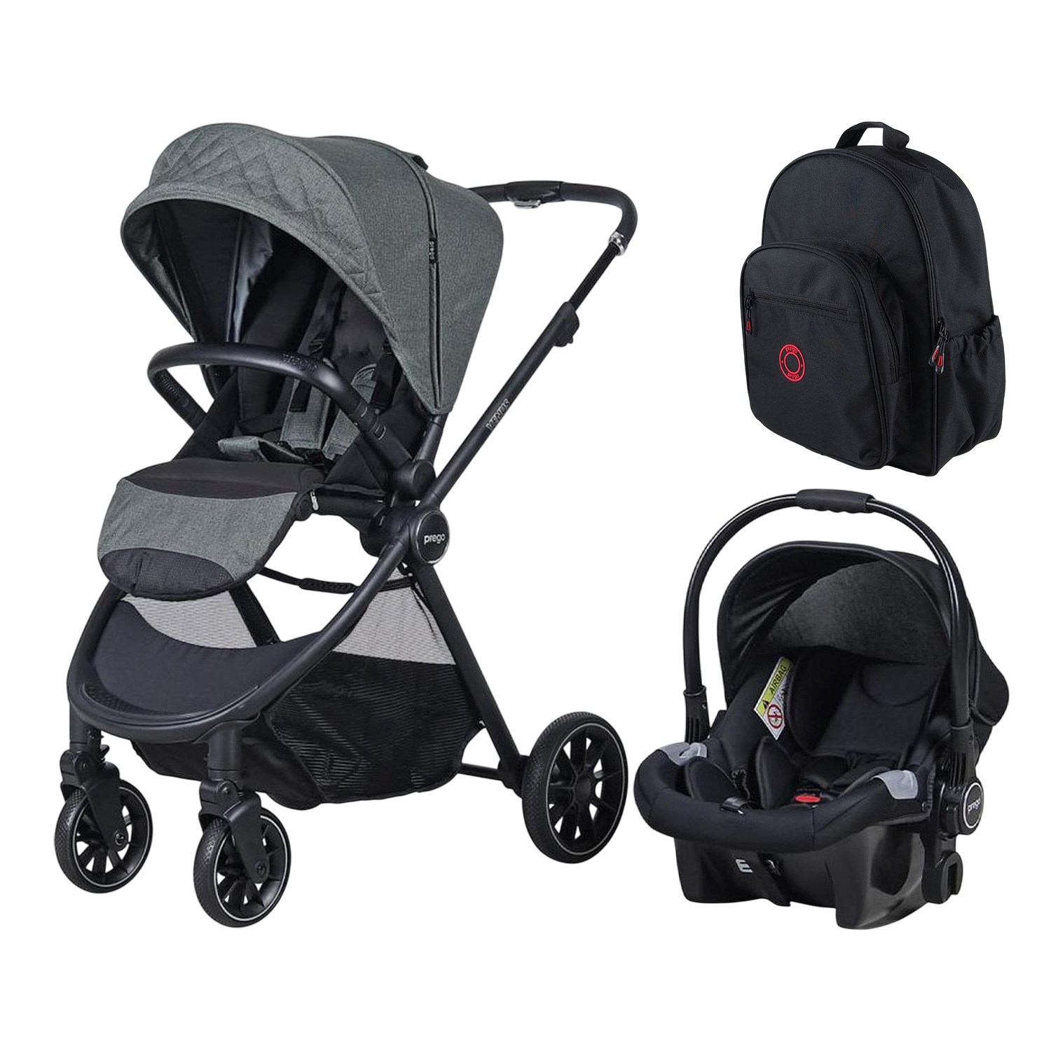 Prego Venüs Travel Sistem Bebek Arabası + Çanta Kırmızı-Yeşil