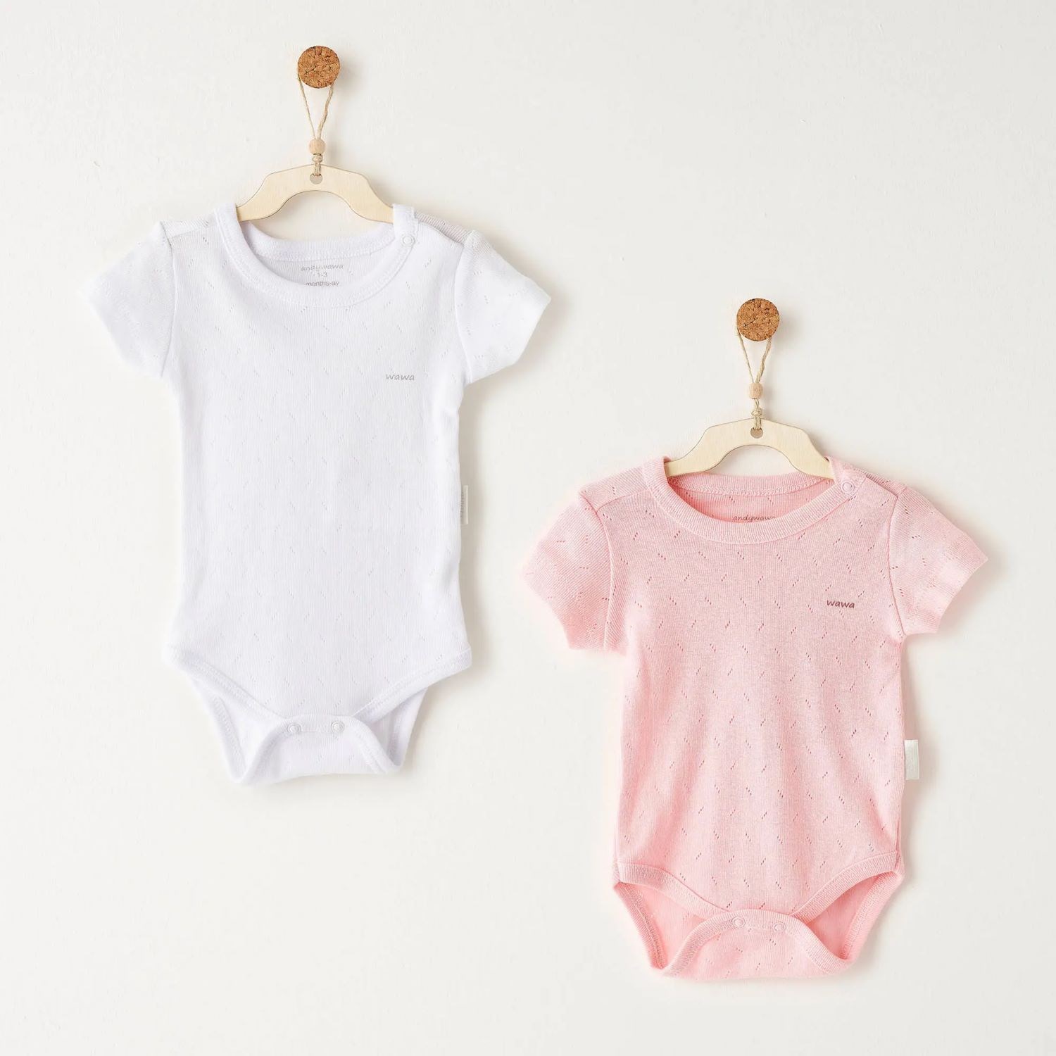 Andywawa Jacquard Basic 2'li Body AC25554 Beyaz-Pembe