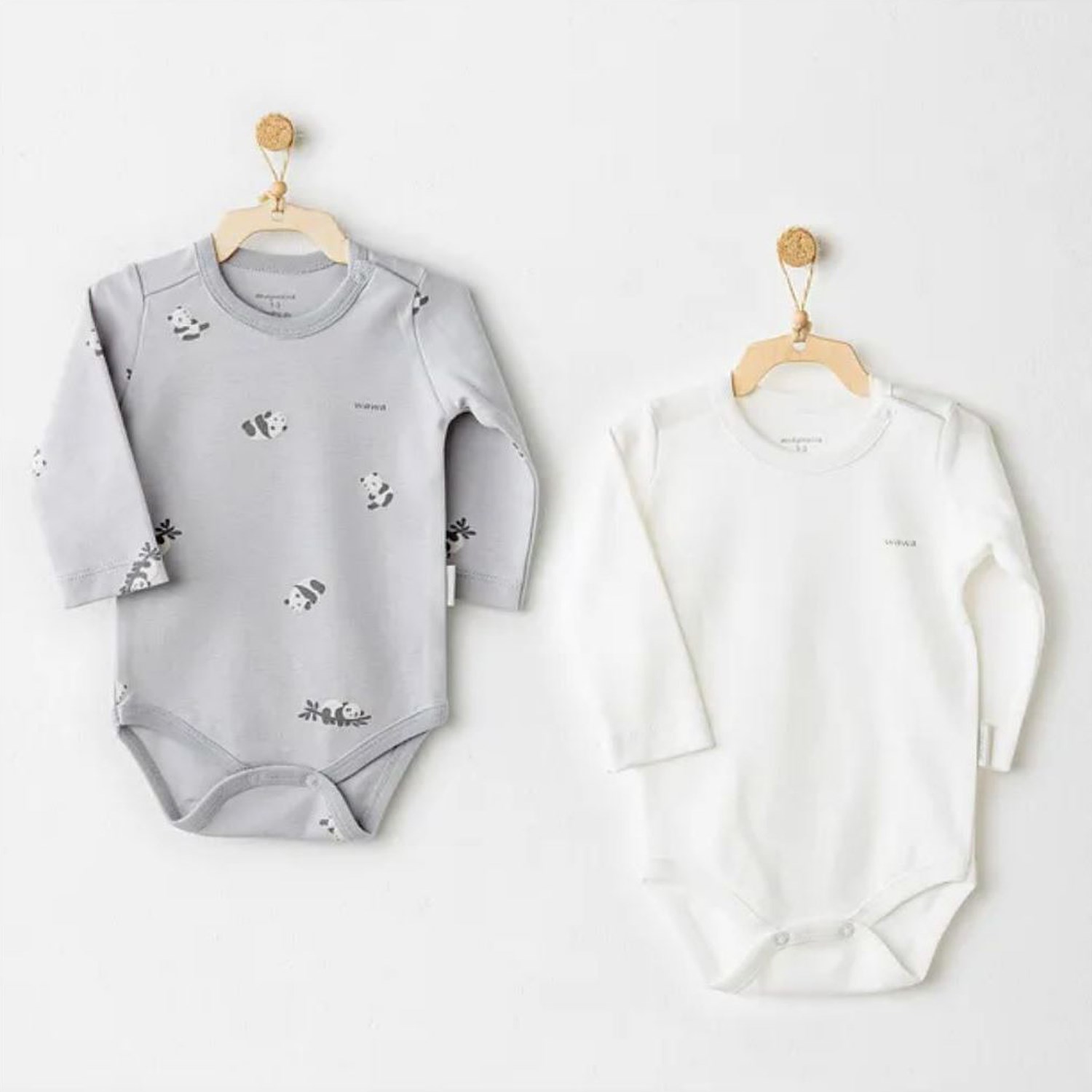 Andywawa 2'li Bebek Body AC26036 Gri