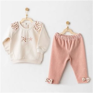 Andywawa 2'li Bebek Takım AC26236 Ekru-Pembe
