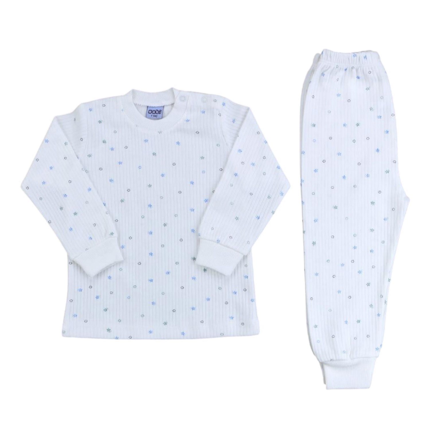 Sebi Bebe Nokta Çiçek Pijama Takım 9154 Beyaz