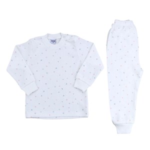 Sebi Bebe Nokta Çiçek Pijama Takım 9154 Beyaz-Pembe