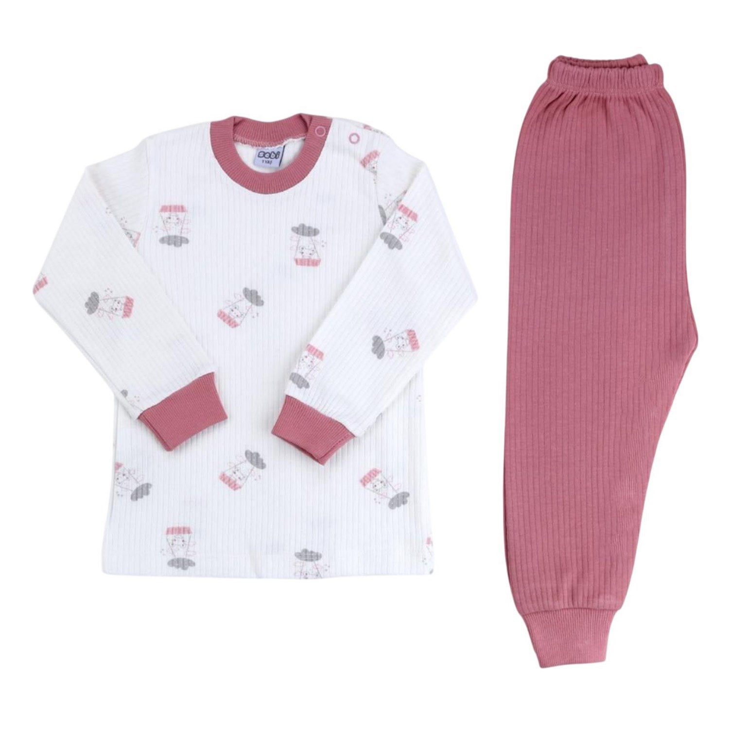 Sebi Bebe Paraşüt Pijama Takım 9158 Gül Kurusu