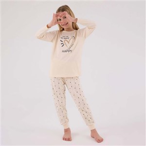 Arnetta Kız Çocuk Pijama Takımı 3434 Krem