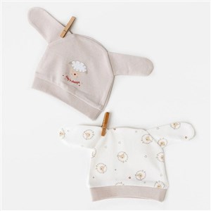 Andywawa 2'li Bebek Şapka AC26157 Bej