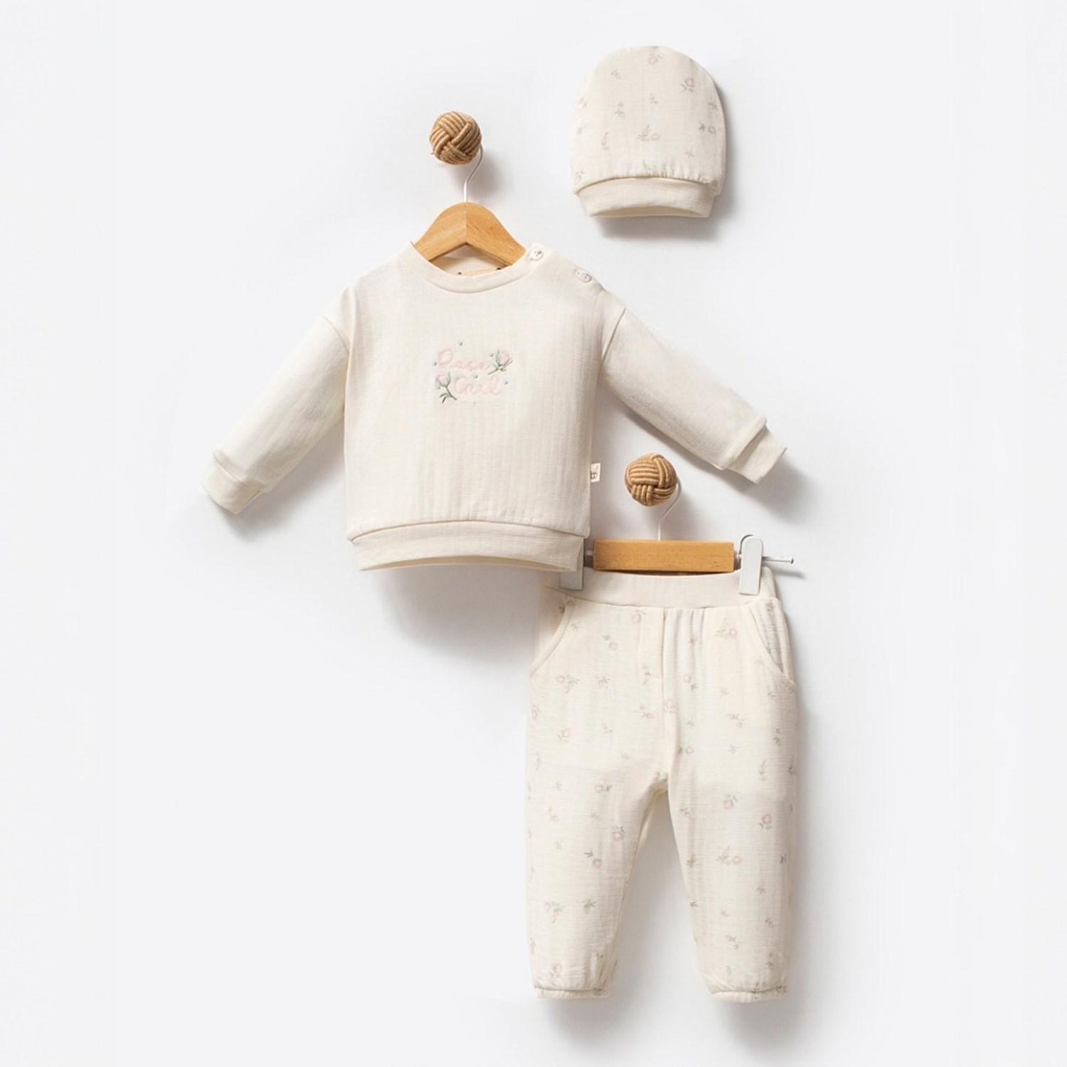 By Bubbles İkili Bebek Takım 2502 Pudra-Pembe