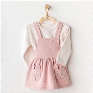 Andywawa Bebek Elbise Takım AC25054 Pembe