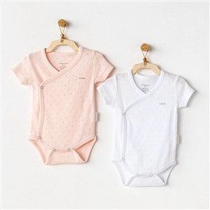 Andywawa 2'li Bebek Zıbın Body AC25555 Pembe-Beyaz