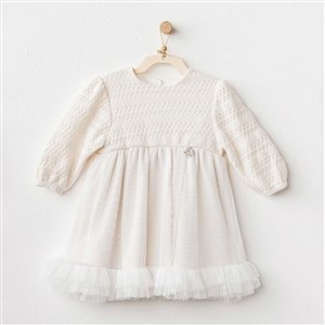 Andywawa Bebek Elbise AC26136 Ekru