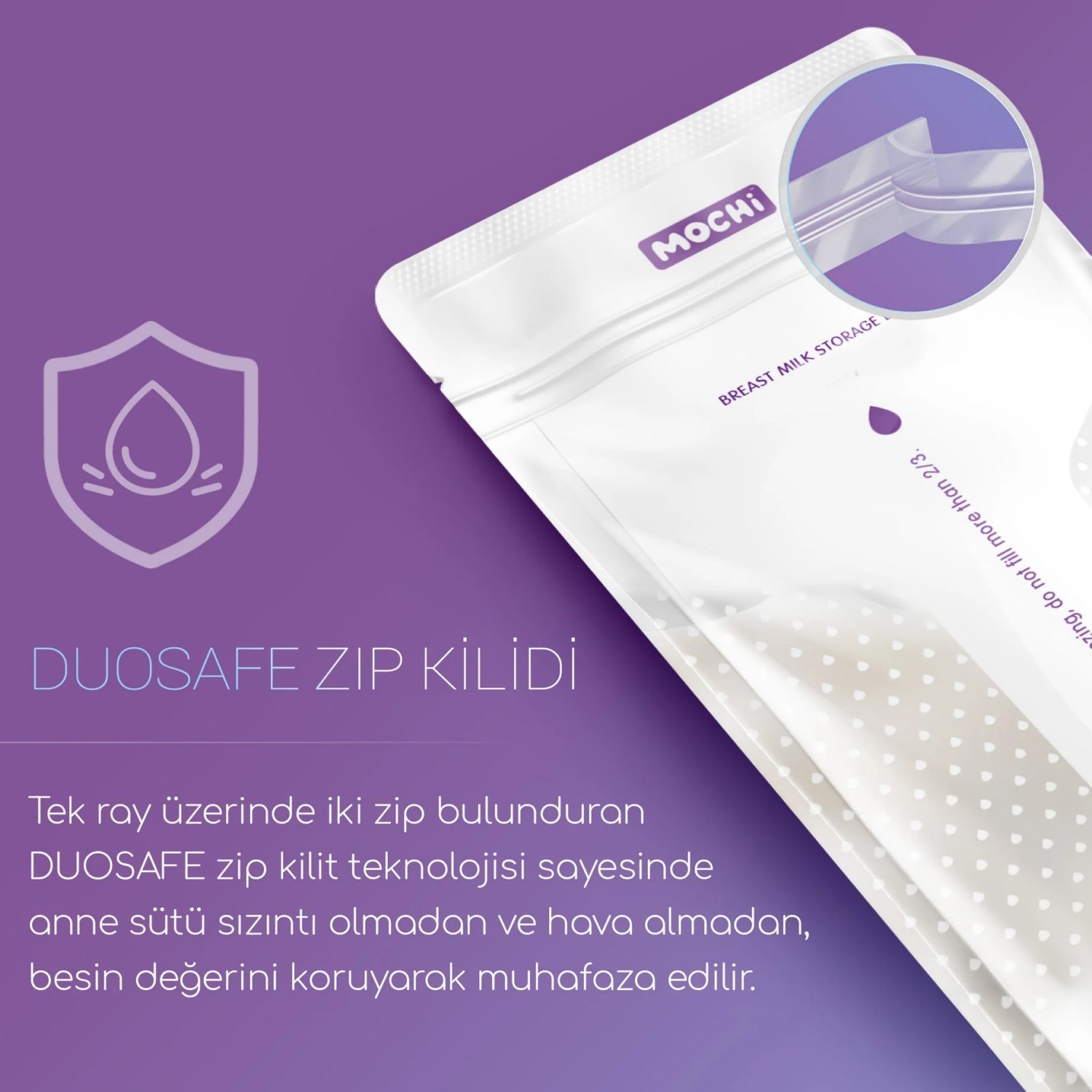 Mochi 25’li Anne Sütü Saklama Poşeti 200 Ml Şeffaf