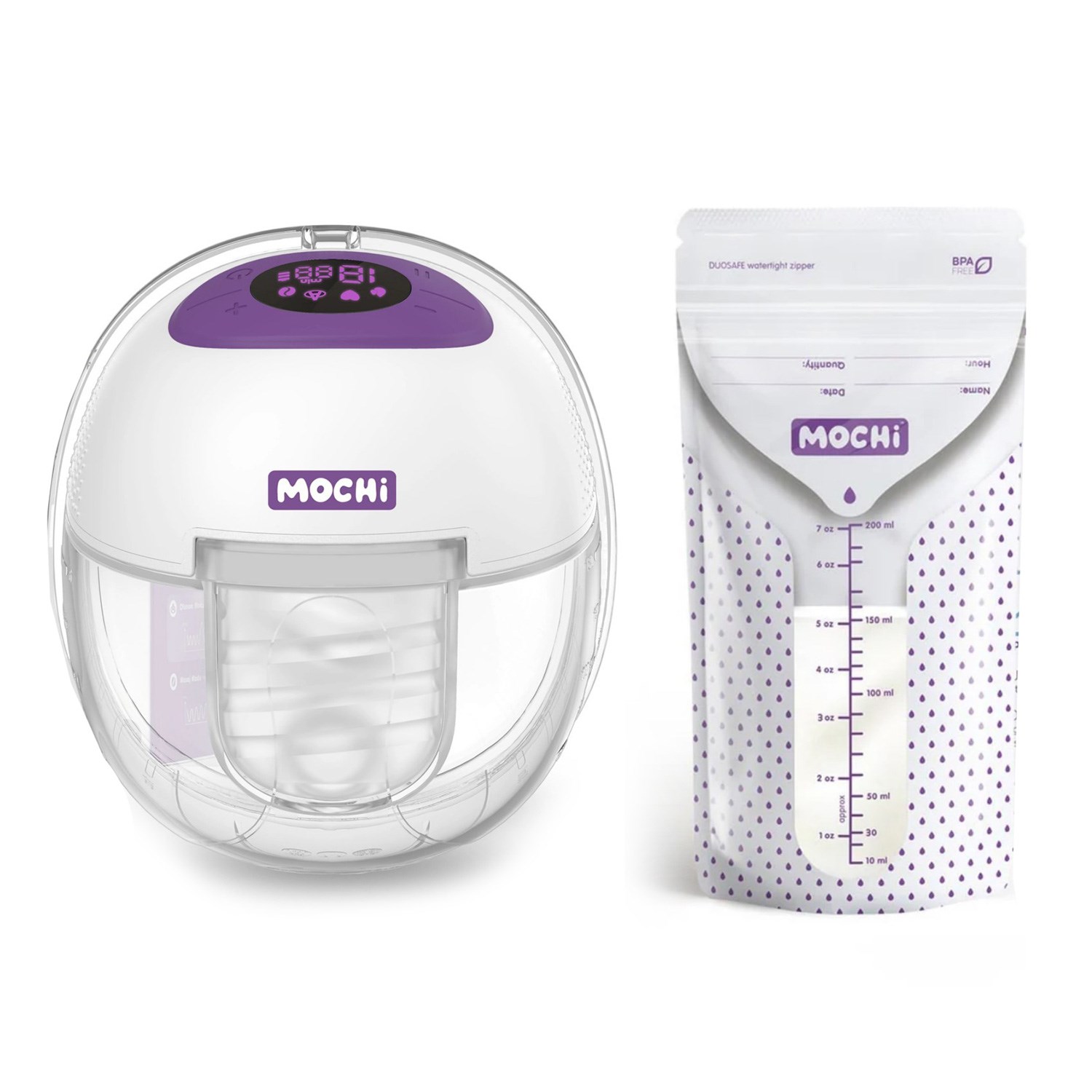 Mochi Giyilebilir Göğüs Pompası + 25li Süt Saklama Poşeti