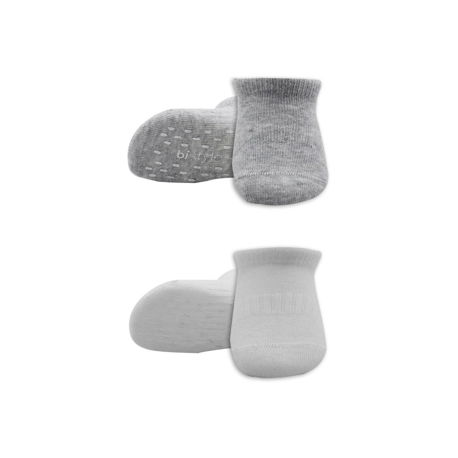 Bistyle 2'li Basic Kaymaz Çorap 20103 Gri-Beyaz