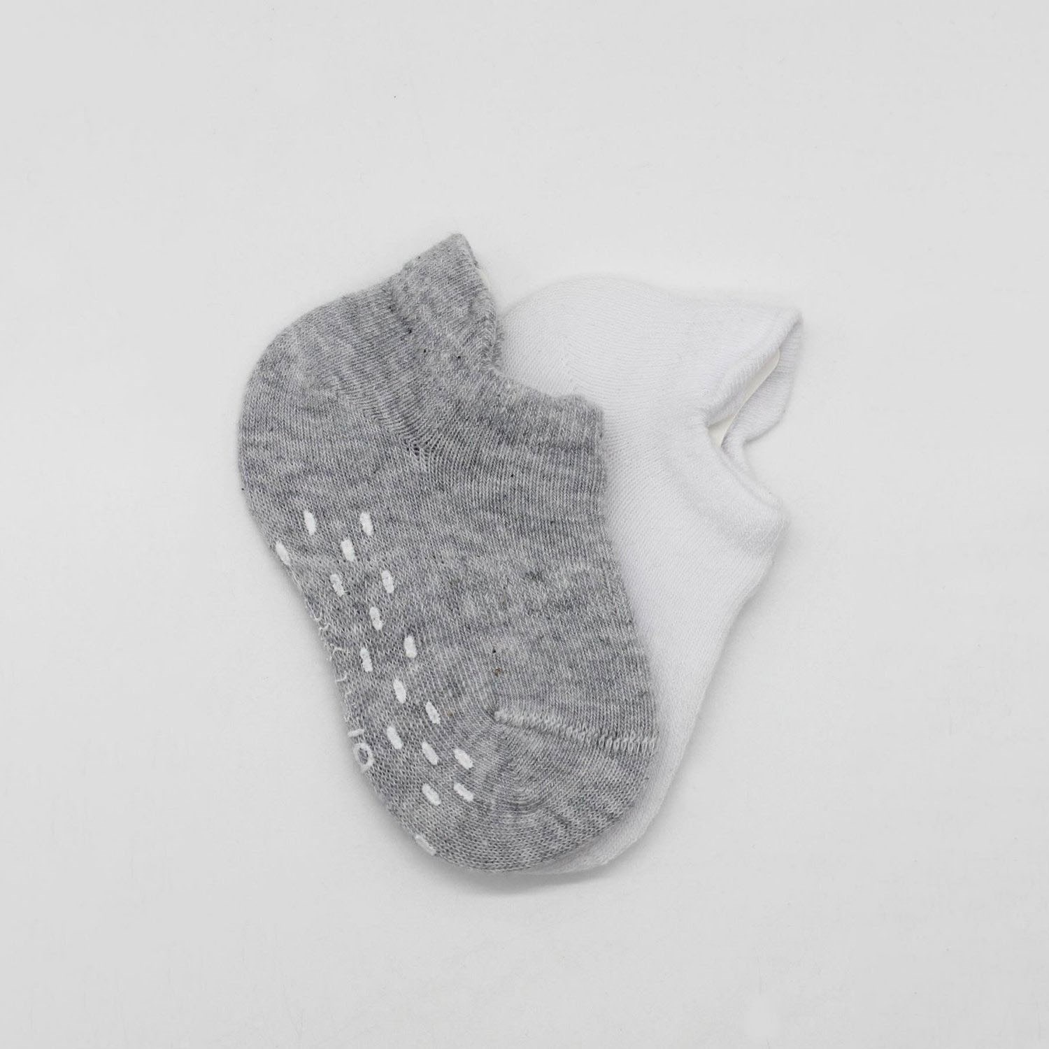 Bistyle 2'li Basic Kaymaz Çorap 20103 Gri-Beyaz